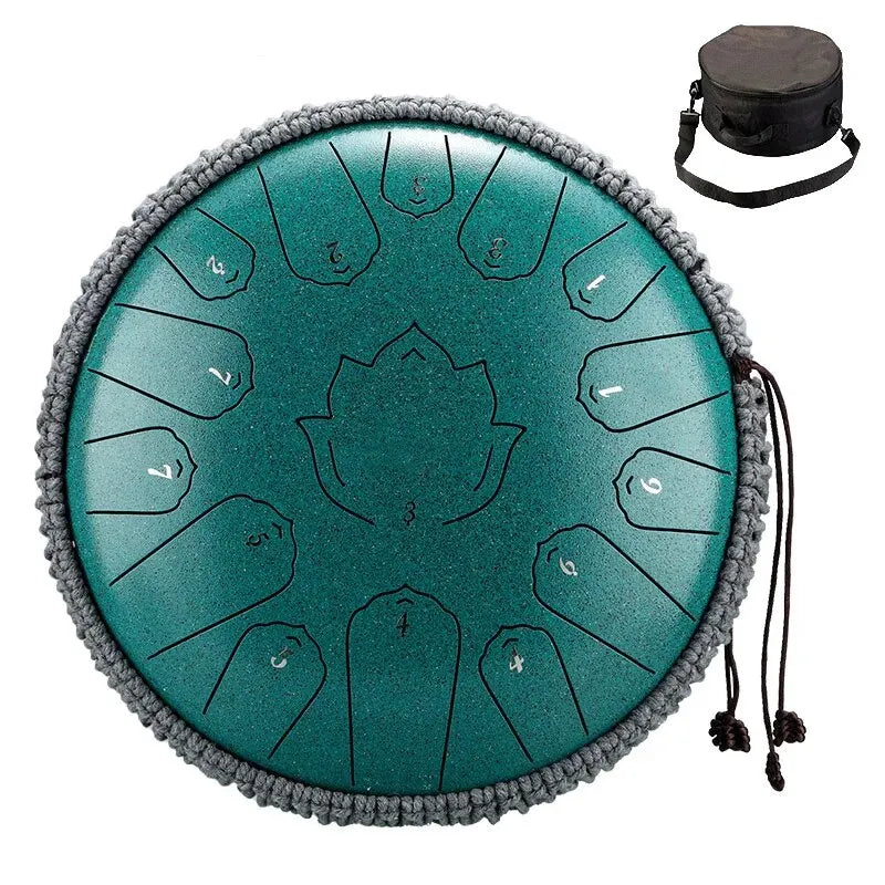 Steel Tongue Drum 13-Inch (32 cm) 15-Note C Scale Handpan-Style Percussion with Mallets & Carry Bag