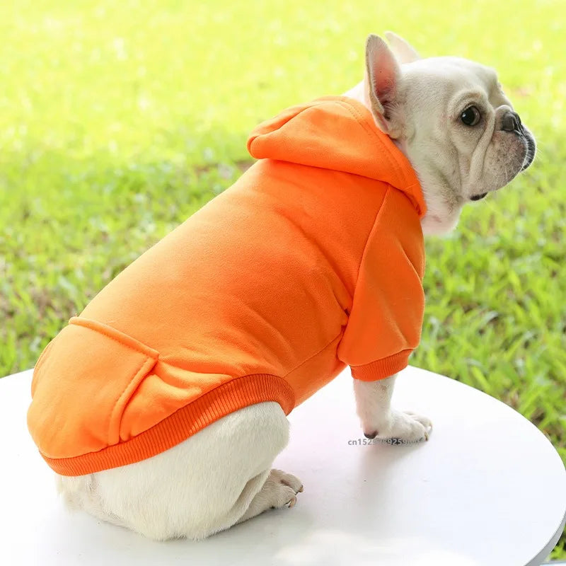 Winter Hoodie Pet Coat for Dogs & Cats, Soft Polyester Puppy Jacket with Hood and Pocket, Fits Small to Large Breeds (Chihuahua, French Bulldog)