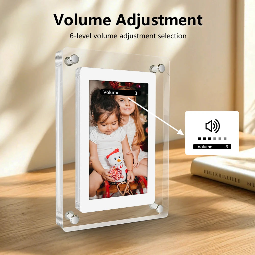 Acrylic Digital Photo Frame 5-inch (12.7 cm) & 7-inch (17.8 cm) IPS Screen 4GB Rechargeable Portable Picture Frame with Auto-Rotate
