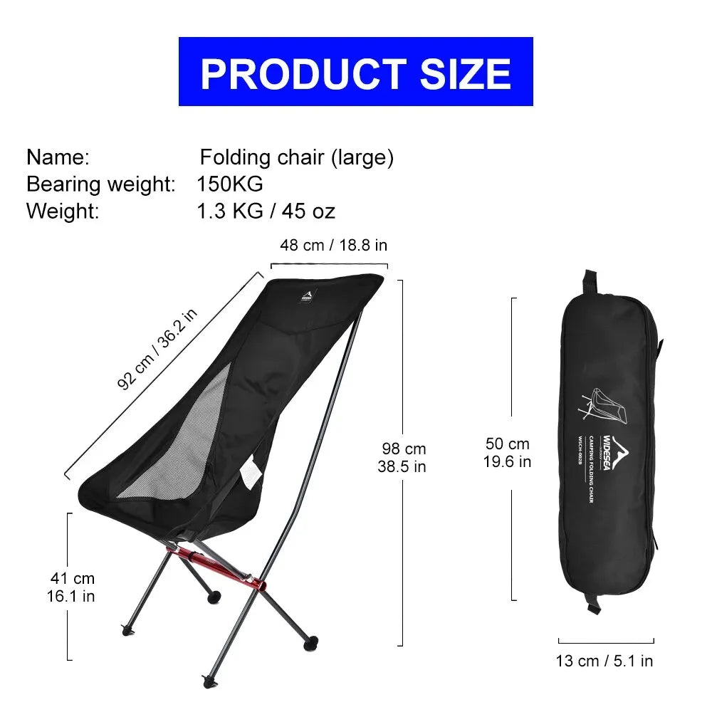 Portable Foldable Camping Chair with High Back - Aluminum Alloy Beach & Fishing Chair for Picnic and Travel