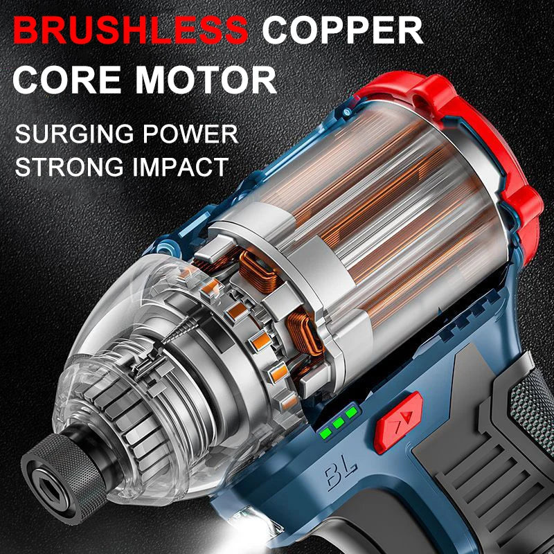 Brushless Cordless Impact Driver 16.8V 200 N·m (147.5 lb·ft) Electric Drill Screwdriver for Home DIY