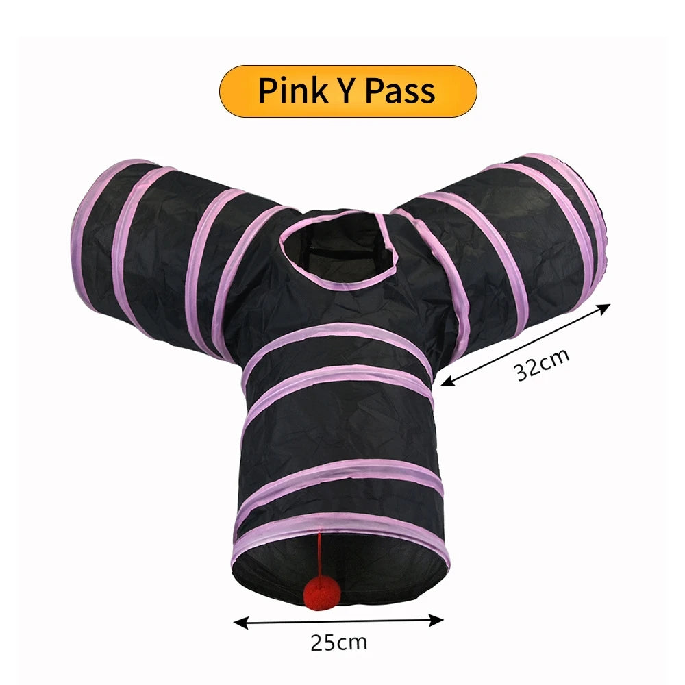 Foldable S-Shaped Cat Tunnel – Collapsible Play Tunnel for Cats, Rabbits & Small Pets, Interactive Crinkle Toy for Indoor Play
