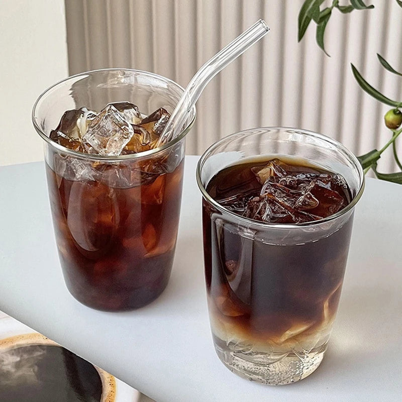 Aesthetic Borosilicate Glass Coffee Cup — Cold Coffee Mug & Cocktail Glass, 350–465ml (12–16oz)