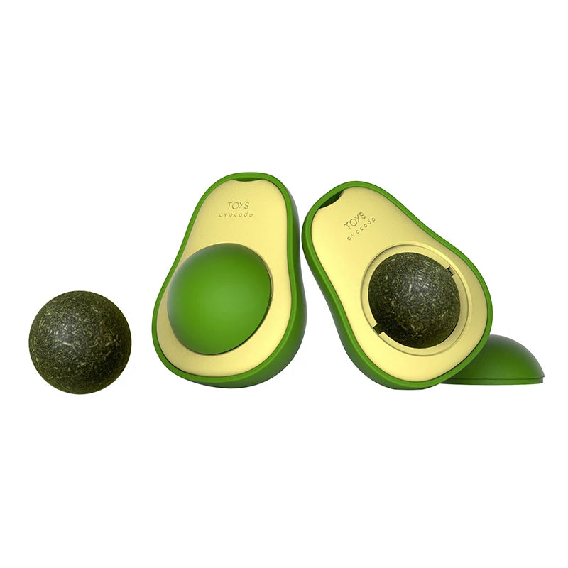 Avocado Catnip Ball Rotating Wall-Mounted Toy for Kittens – Mint Chew Ball for Cat Teeth Cleaning