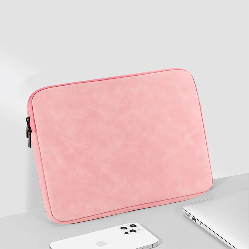 PU Laptop Sleeve Bag - Shockproof Water-Resistant Zipper Case for 12–15.6 in (30–39.6 cm) Laptops, Slim Foam & Fleece Lined