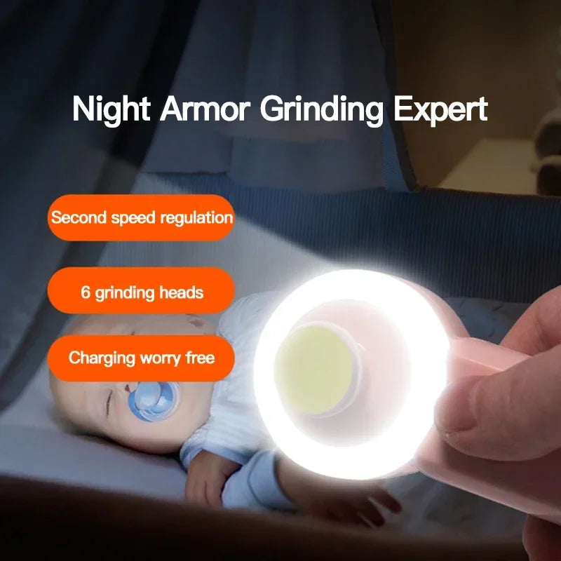 Luminous Rechargeable Baby Nail Grinder & Clipper Set - Electric Newborn Nail Trimmer with Night Light