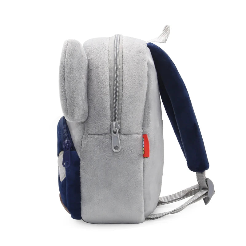Kids Elephant Plush Backpack - Cute Cartoon Kindergarten School Bag for Toddlers with Zipper