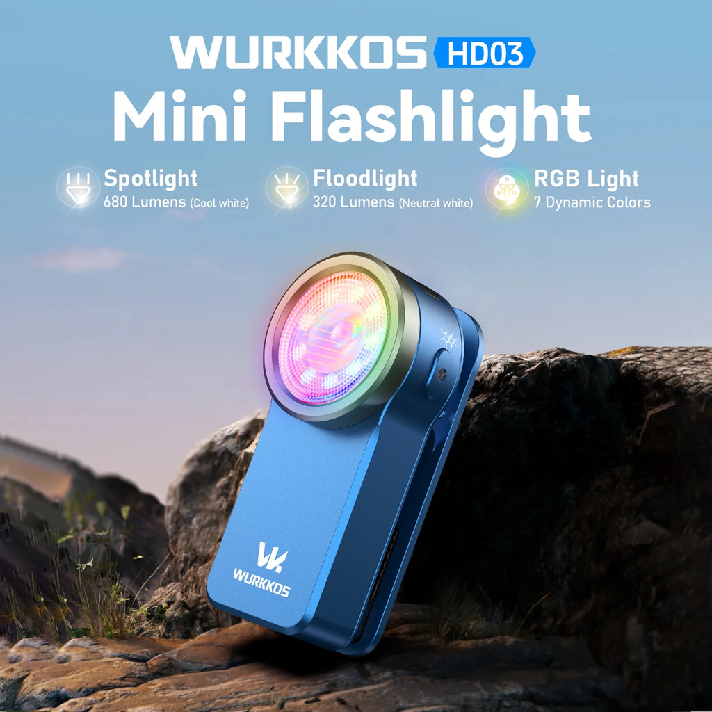 680LM USB-C Rechargeable Clip Light Mini Pocket EDC Flashlight with RGB and Magnet
