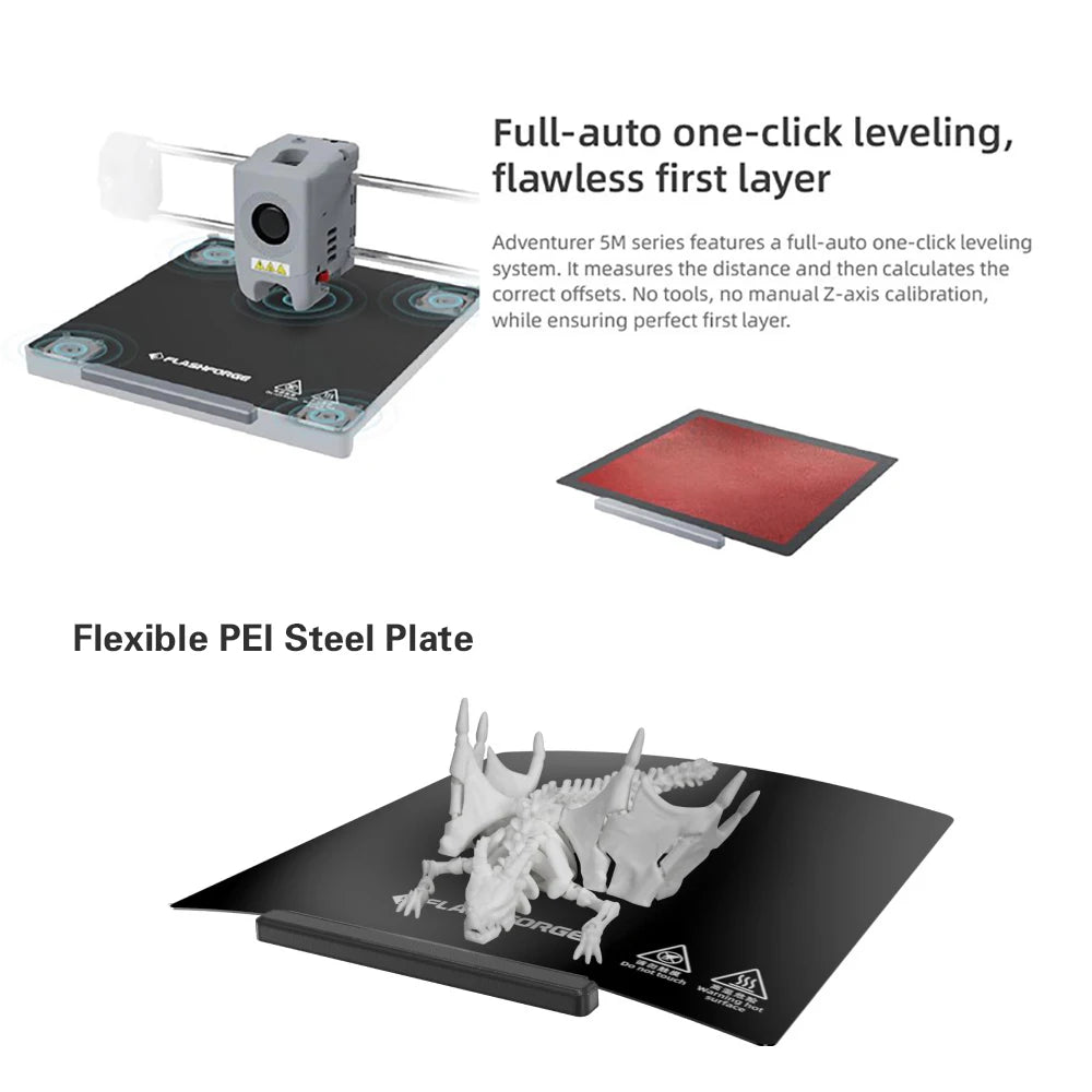 High-Speed 3D Printer — Auto-Leveling, Direct Extruder, Flexible PEI Bed, Power-Loss Recovery — 220 x 220 x 220 mm (8.7 x 8.7 x 8.7 in)