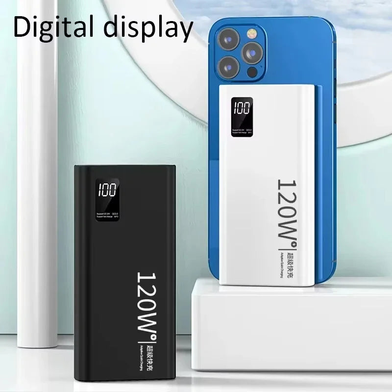 120W 200000mAh Portable Power Bank with Digital Display - High Capacity Fast Charger for Smartphones & Tablets