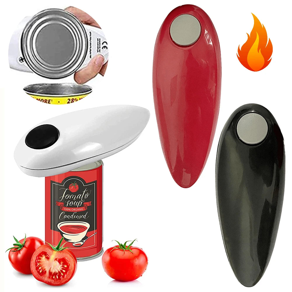 Automatic Electric Can Opener One-Touch Battery Operated Smooth-Edge Portable Can & Bottle Opener for Kitchen & Bar