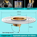 Bathroom Floor Drain Sink Strainer - Backflow Preventer, Odor & Insect Proof, Plastic/Copper Core, 100×42×45 mm (3.94×1.65×1.77 in)