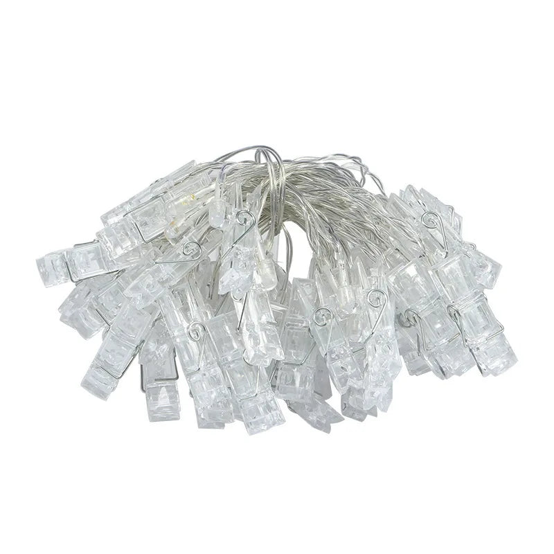 3M (9.8 ft) 20-LED Photo Clip Fairy String Lights - Battery-Operated Card Holder Garland for Christmas & Weddings