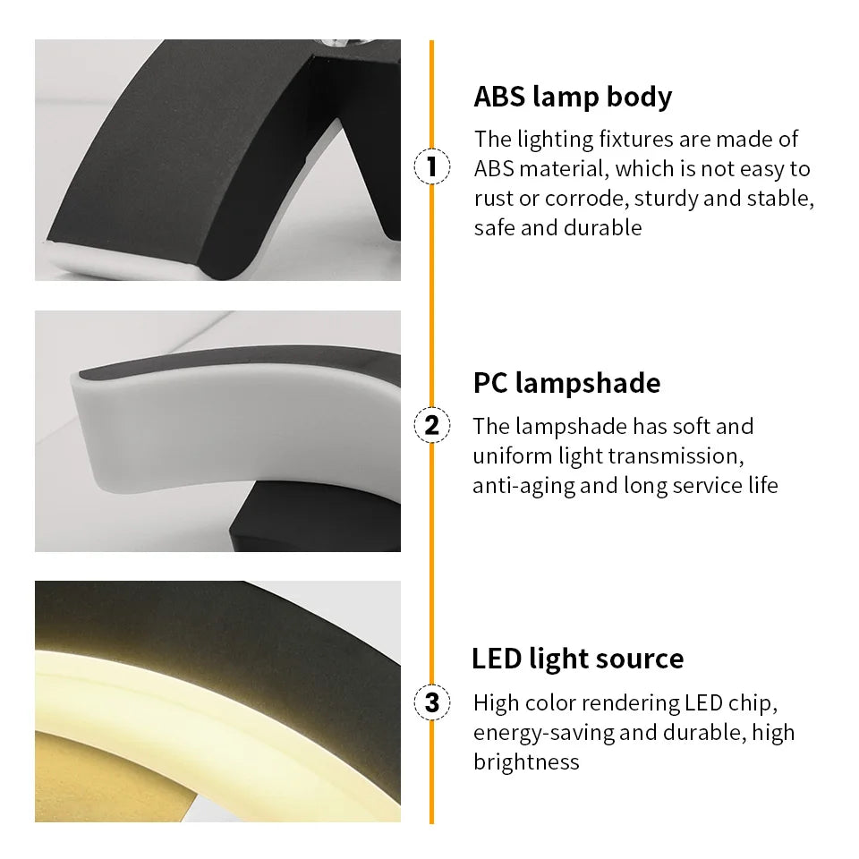 IP66 Waterproof 10W LED Outdoor Wall Sconce - Warm White Garden Balcony Exterior Light AC 85-265V