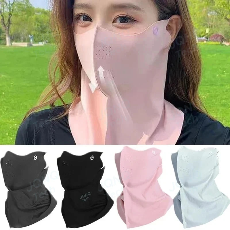 UPF50+ Ice Silk Neck Scarf Face Mask – Breathable Sun Protection Gaiter for Cycling & Outdoor Sports