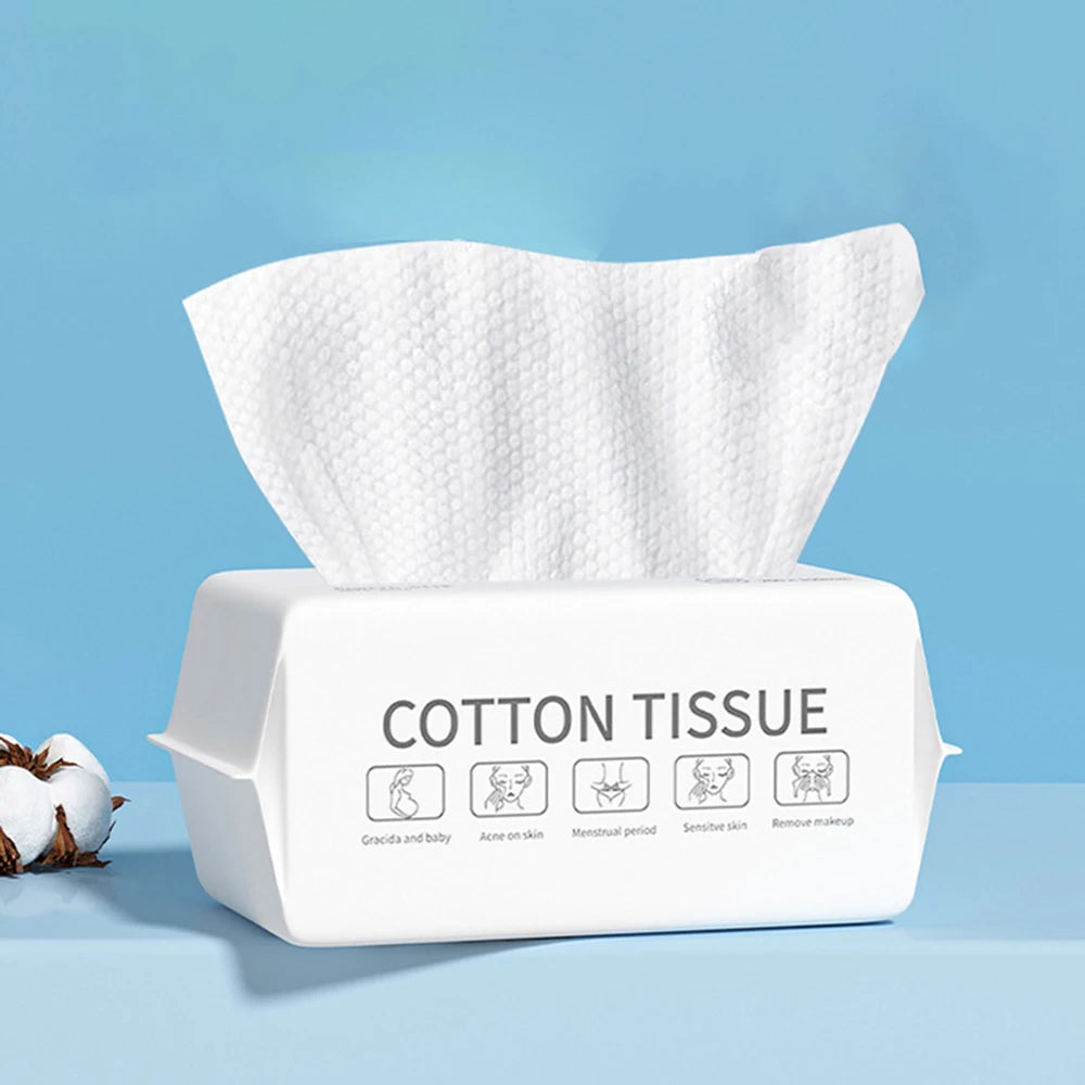100-Pack Disposable Cotton Face Towels (15 x 20 cm / 5.9 x 7.9 in) Pearl Cotton Travel Makeup Remover & Facial Cleansing Wipes