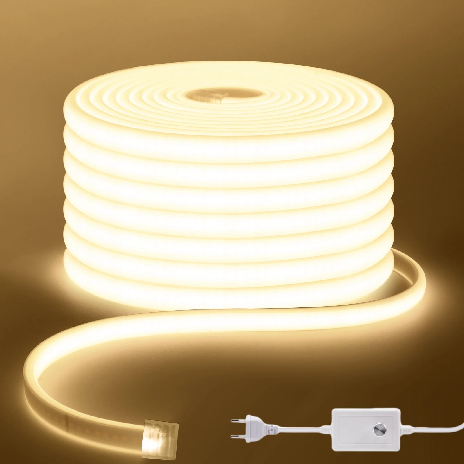 COB LED Strip Light 220-240V EU Dimmer Plug IP67 Waterproof Tape, 3000K/4000K/6000K, 288 LEDs/m