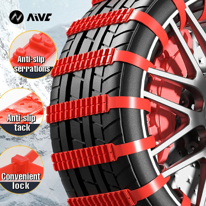 Universal Anti-Slip Snow Chains for Cars & Motorcycles — 95 cm (37.4 in) Emergency Tire Traction Straps for Snow, Mud & Off-Road
