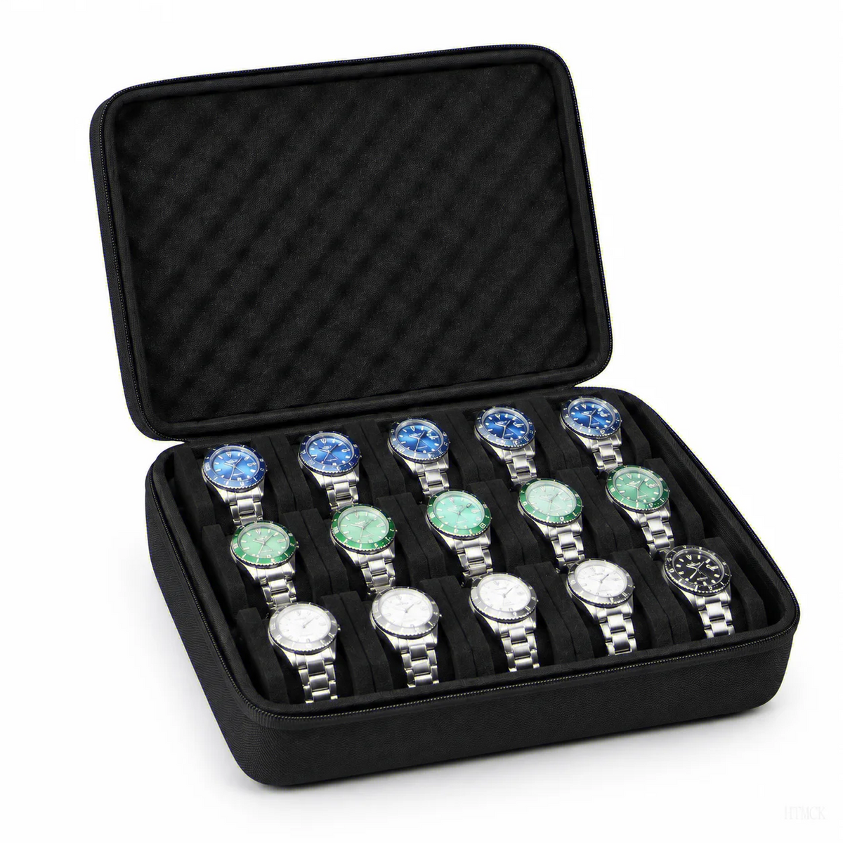 15-Slot Pressure-Proof Watch Storage Case — Portable Travel Watch Box Organizer for Home & Office