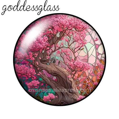 10-Pack Round Glass Photo Cabochons (12/18/20/25mm) Floral Flat Back for Jewelry Making