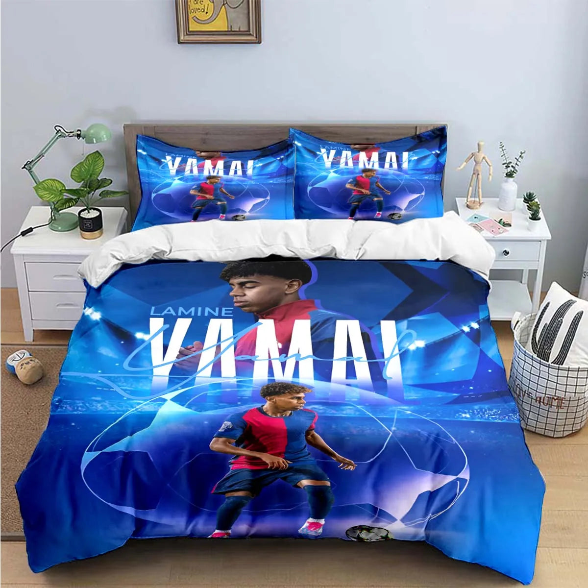 3-Piece Football 3D Print Microfiber Duvet Cover Set with Pillowcases – Soft Hypoallergenic Bedding