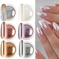 6-Pack Chrome Mirror Nail Powder Set Gold Silver Rose Gold White Holographic Aurora Iridescent Nail Art Pigments