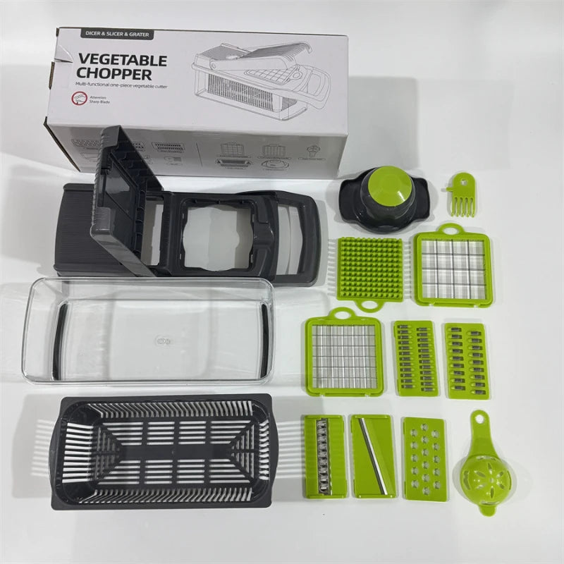 14-Piece Multifunctional Vegetable Grater & Slicer Set — Potato Shredder, Dicer, Kitchen Gadget
