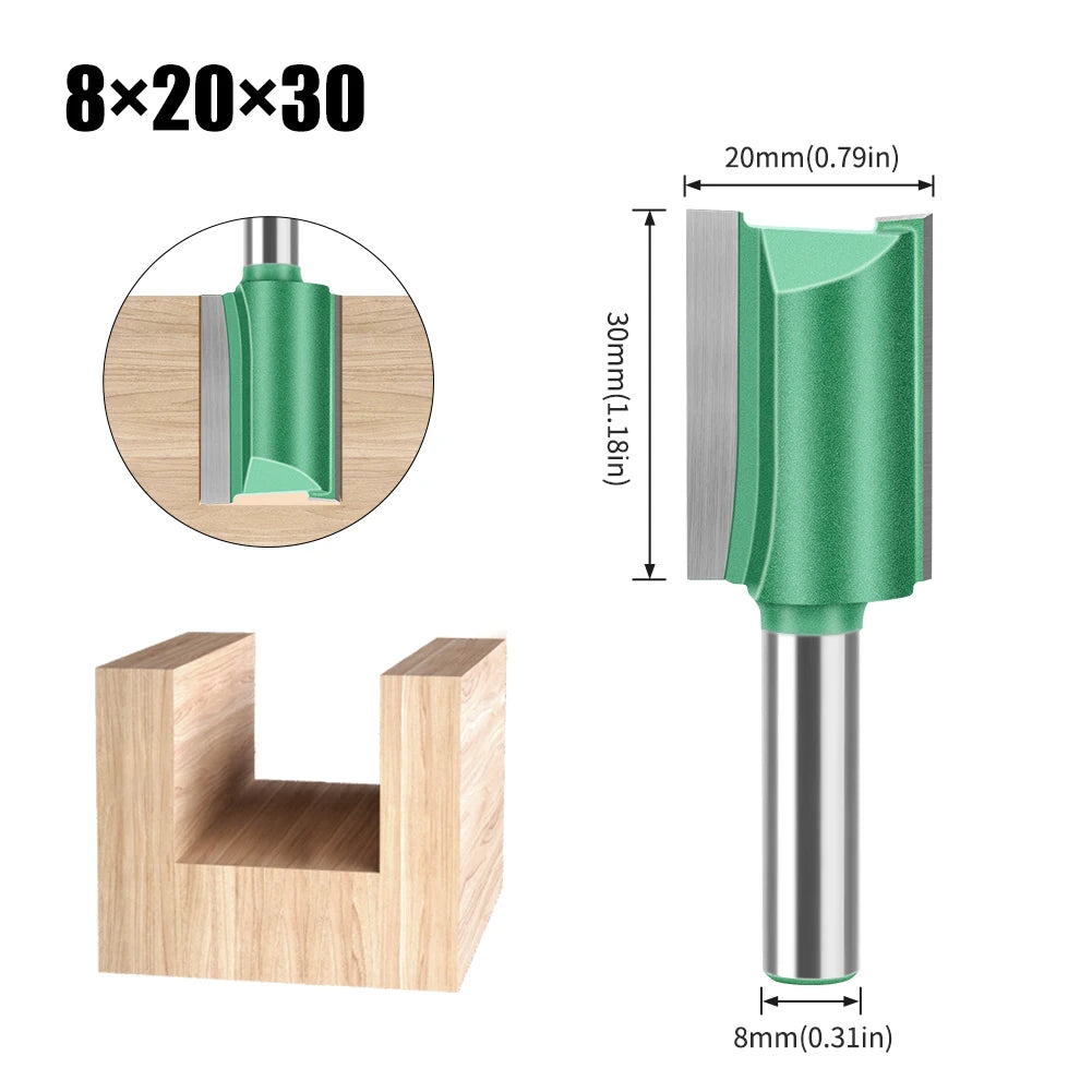 Tungsten Carbide Router Bit 3-20mm (0.12-0.79 in) Diameter, 8mm (0.315 in) Shank, Single/Double Flute Straight Bit for Woodworking