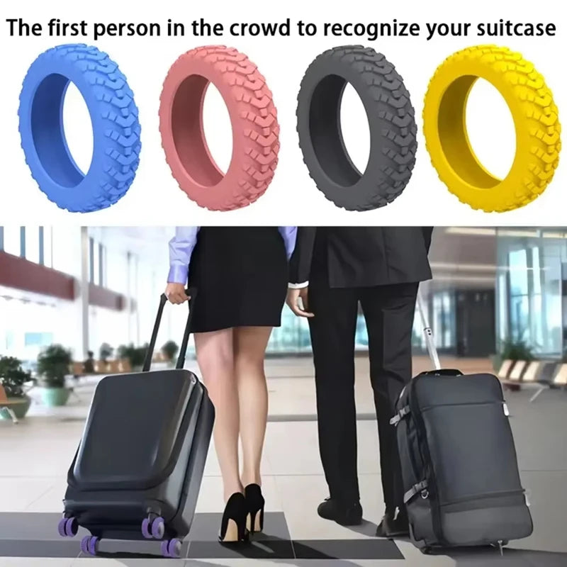 8-Pack Silicone Luggage Wheel Covers – 5 cm (2.0 in) Noise-Reducing Suitcase Caster Protectors