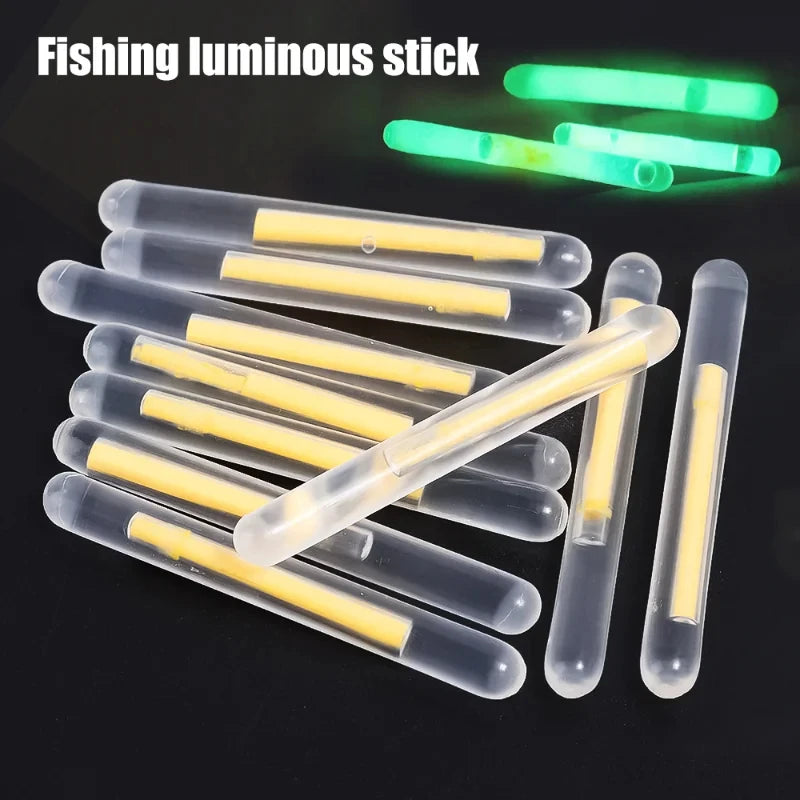 50/100-Pack Fluorescent Firefly Fishing Rod Lights – Glow Night Float Lights, Sizes 2.2–4.5mm (0.09–0.18 in)