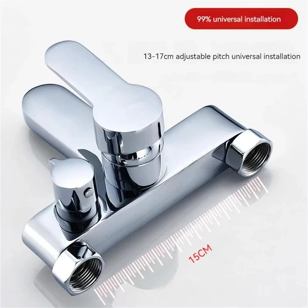 Wall-Mount Bathtub Mixer Faucet with Handheld 3-Mode Shower — Chrome, 1/2-inch (12.7 mm), 150 cm (59 in) Hose