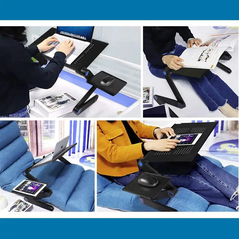 Adjustable Aluminum Laptop Desk with Mouse Pad – Portable Ergonomic Bed & Sofa Lapdesk, Fits 13–17 in (33–43 cm) Laptops
