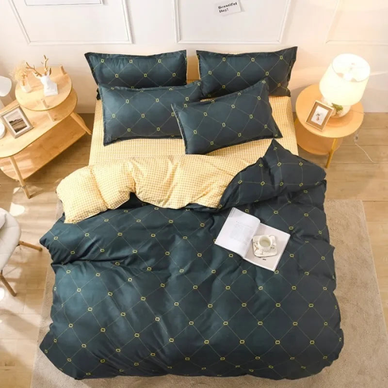 Aloe Vera Cotton 4-Piece Bedding Set – 1.5m (5 ft) Quilted Sheet & Quilt Cover, 500 TC