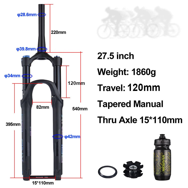 27.5/29-inch Boost Mountain Bike Suspension Fork - 34mm (1.34in) Tapered Stanchion, 120/140mm (4.7/5.5in) Travel, 15x100/110mm Thru-Axle, Adjustable Rebound and Lockout
