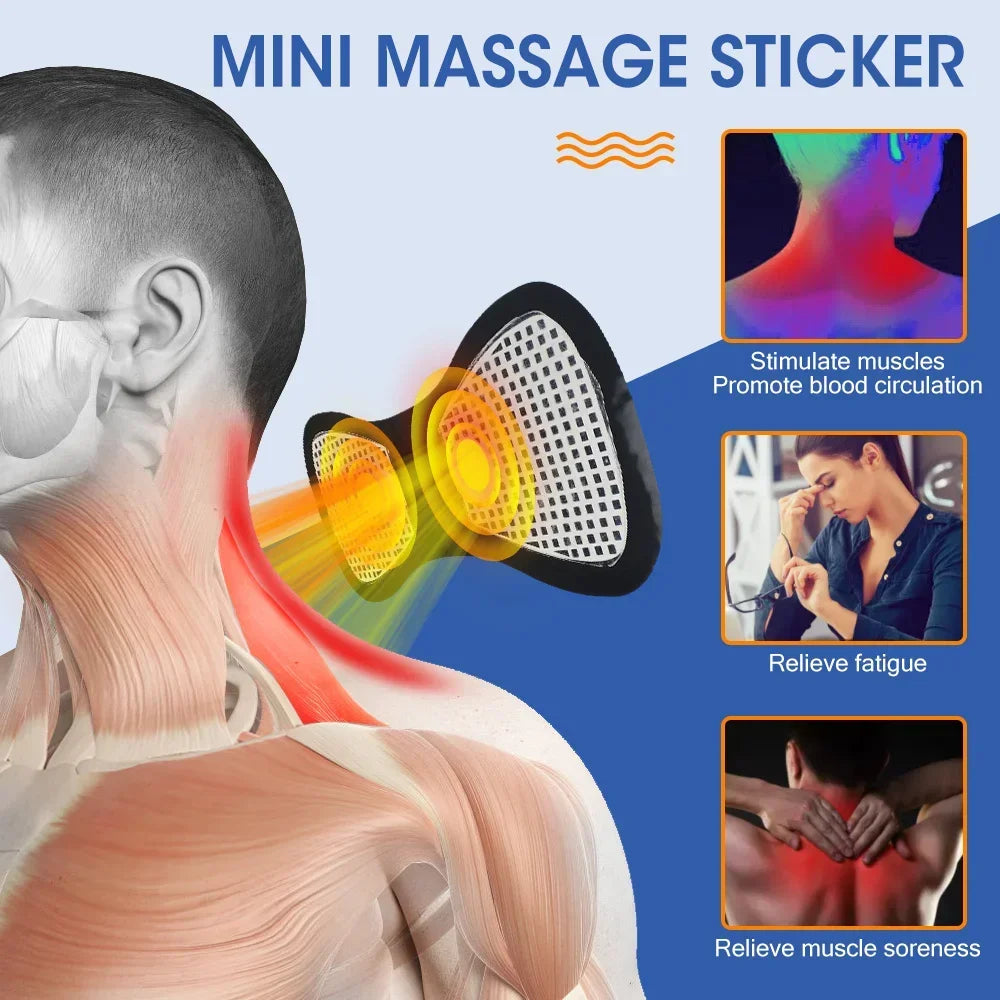 Portable EMS Neck and Body Muscle Stimulator Mini Electric Massager for Neck, Back, Calf & Joint Pain Relief