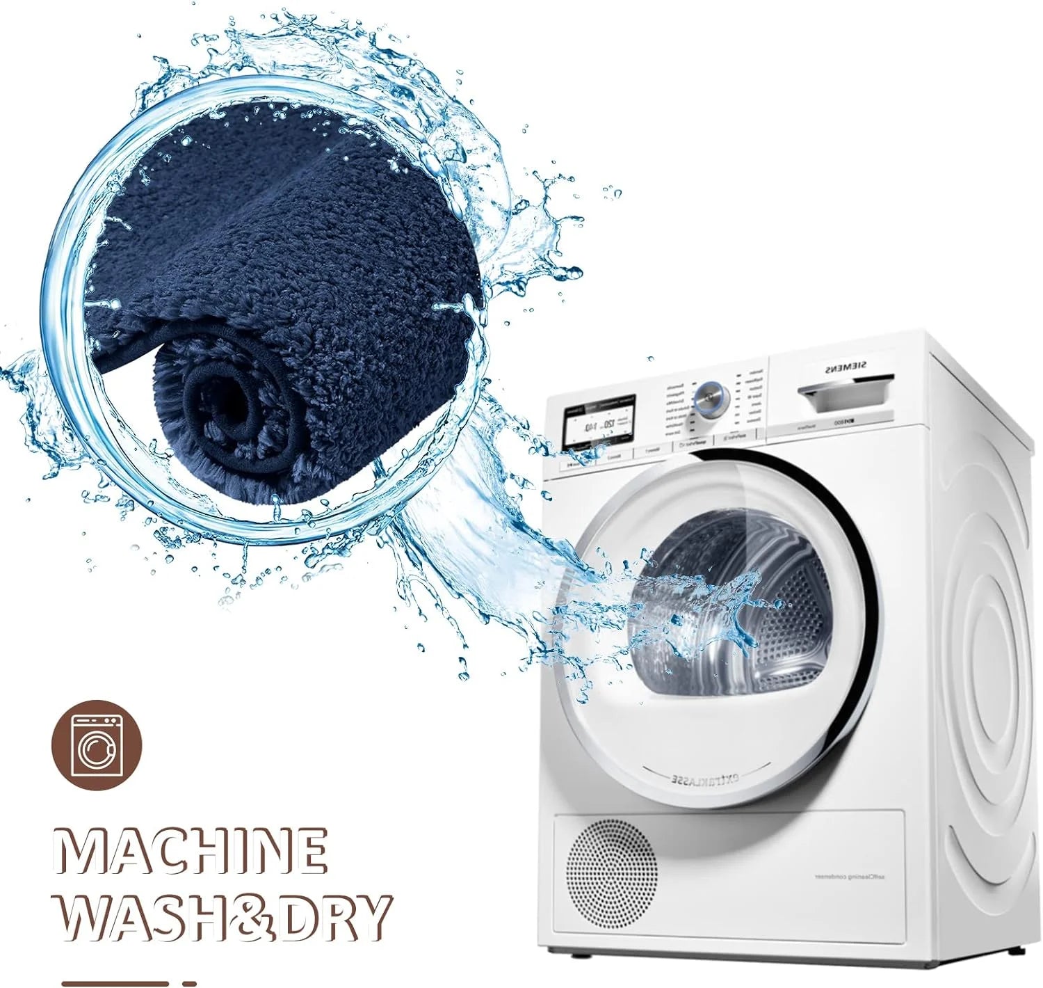 Water-Absorbent Anti-Slip Thickened Long-Pile Bathroom Mat Machine Washable Bath Rug