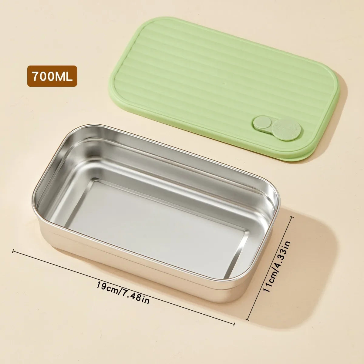 304 Stainless Steel Bento Box - Divided Airtight Lunch Box with Lid, Leakproof Meal Prep Container for Kids & Students