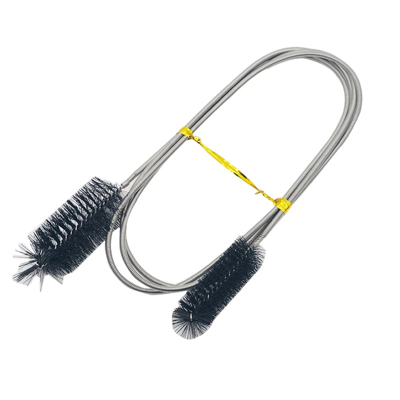 Flexible Aquarium Hose & Air Tube Cleaner — Stainless Steel Double-Head Brush with Nylon Bristles, 90 cm (35.4 in) or 155 cm (61 in)
