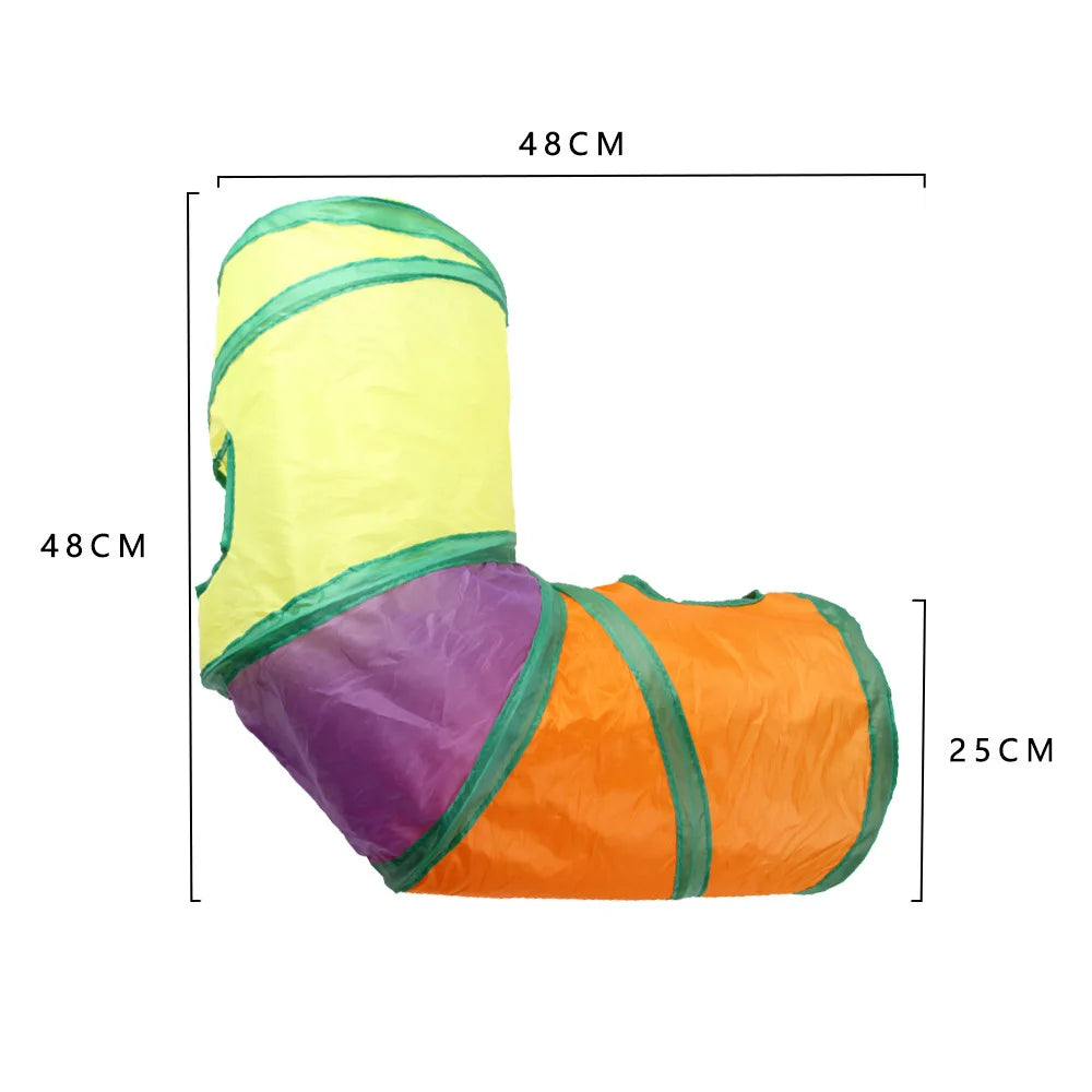 Foldable S-Shaped Cat Tunnel – Collapsible Play Tunnel for Cats, Rabbits & Small Pets, Interactive Crinkle Toy for Indoor Play