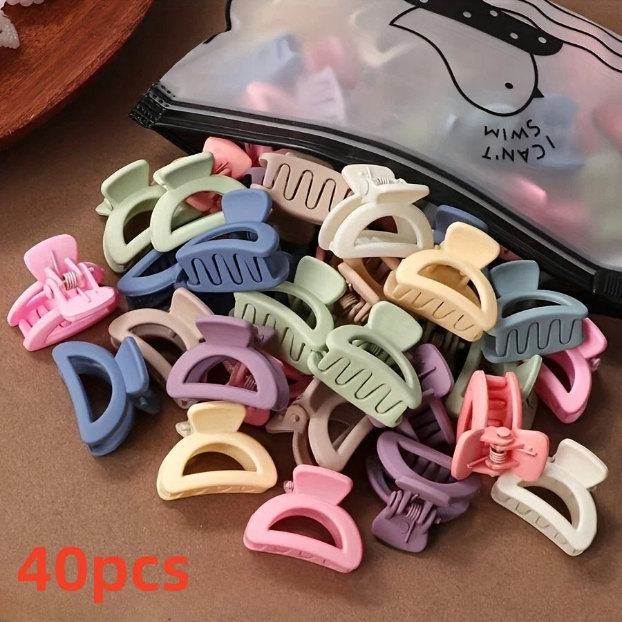 20-Pack Matte Hollow Hair Claw Clips, Solid Candy Colors Rectangular Barrettes for Women