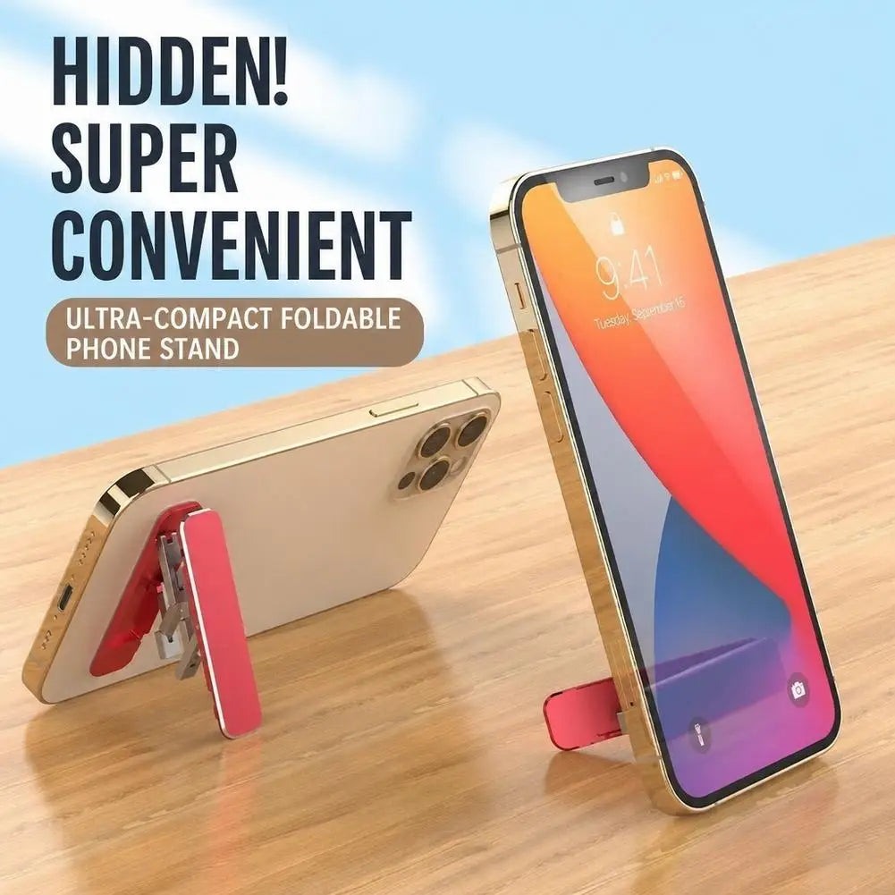 Portable Mini Folding Phone Stand Adjustable Invisible Desktop Mount with Adhesive for Cellphone