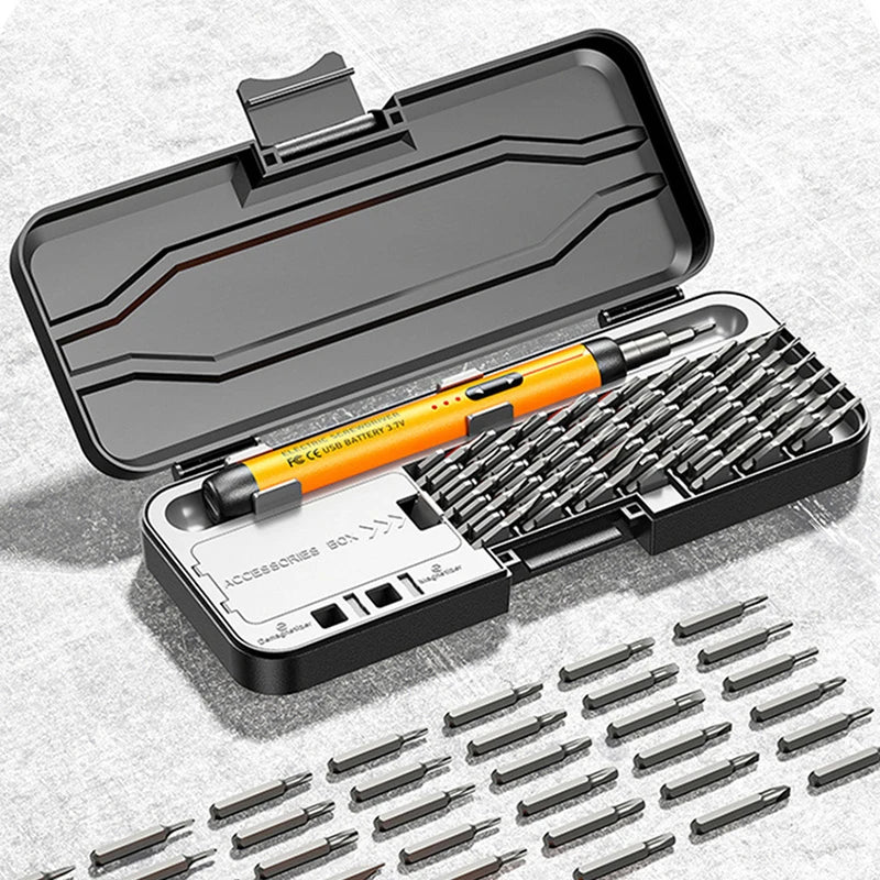 Precision Electric Screwdriver Set 38-Piece Rechargeable Wireless Mini Kit with USB-C Charging for Phone Laptop Camera Repair (CR-V Bits, Magnetic)