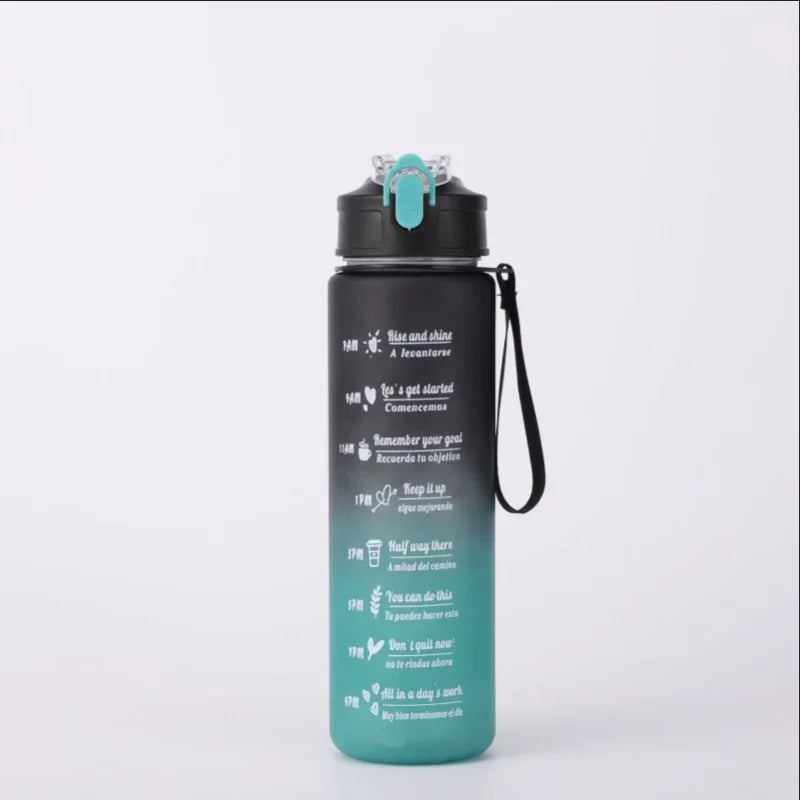 750–800ml Time-Tracking Sports Water Bottle with Straw, Leak-Proof Locking Flip Lid & Carry Strap (25–27 fl oz)