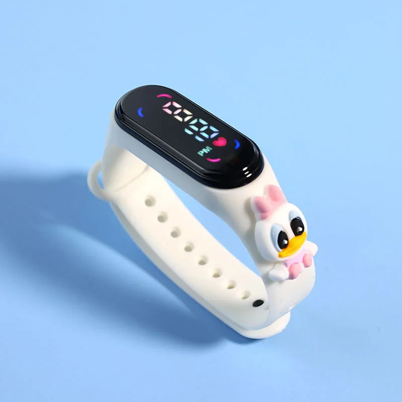 Kids LED Touch Sports Watch – Silicone Digital Bracelet, 45mm Waterproof (5ATM) Cartoon Character Design for Girls & Boys