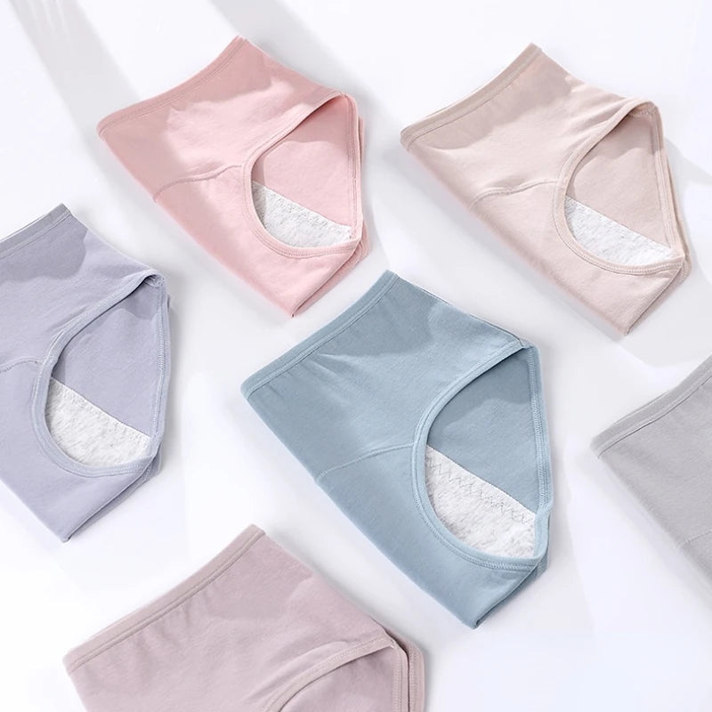3-Pack Women's Menstrual & Postpartum Cotton Briefs – Leakproof, High Absorbency for Heavy Flow