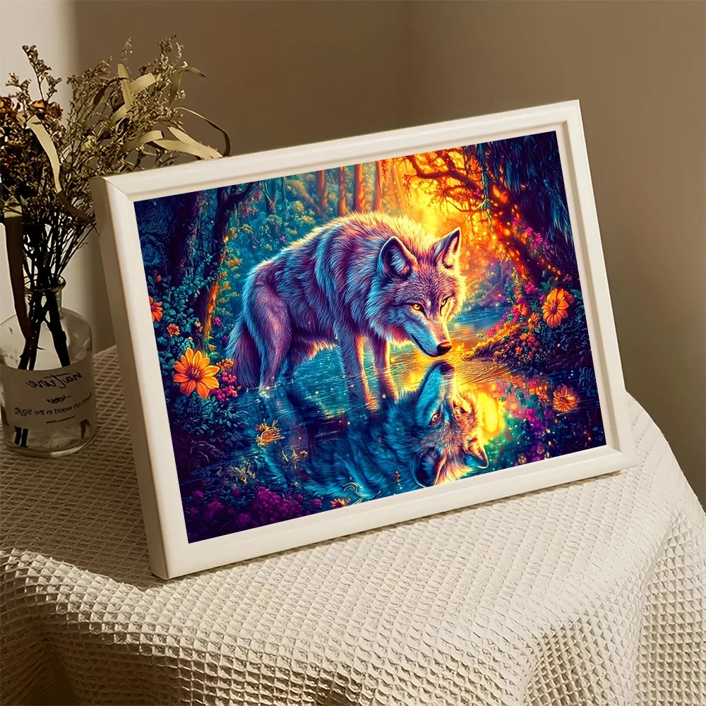 DIY 5D Diamond Painting Kit – Wolf Full Drill Diamond Mosaic, Animal Embroidery Art for Home & Christmas Decor
