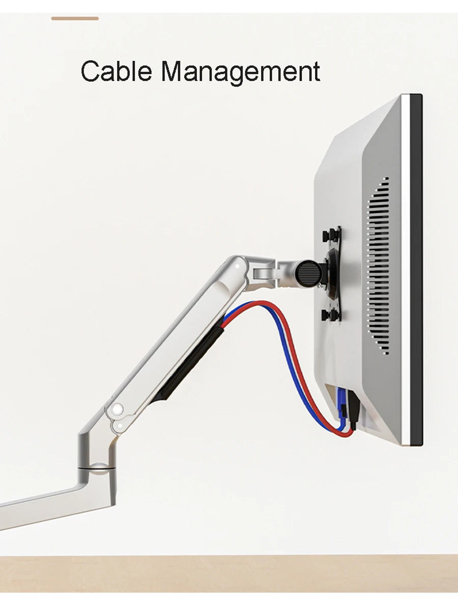 Ultra-Long Arm Full-Motion Aluminum Monitor Mount — Table Clamp & Grommet, VESA 75/100mm, Fits 15–38 in (38–97 cm), Supports 3–8 kg (6.6–17.6 lb)