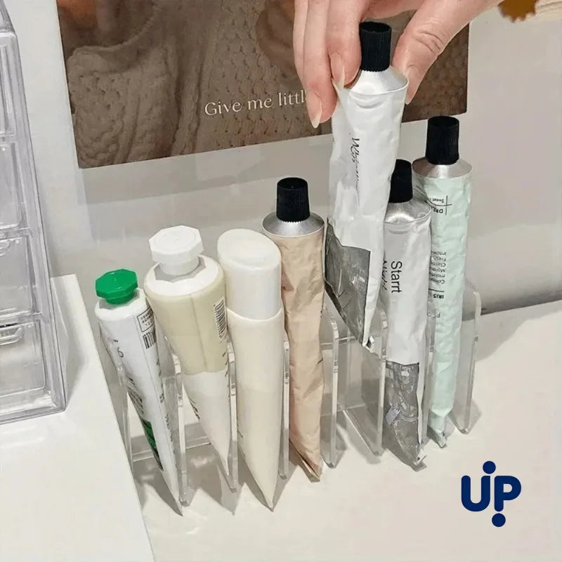 7-Slot Clear Cosmetic Organizer - Transparent Plastic Makeup Holder for Vanity, Bathroom & Office
