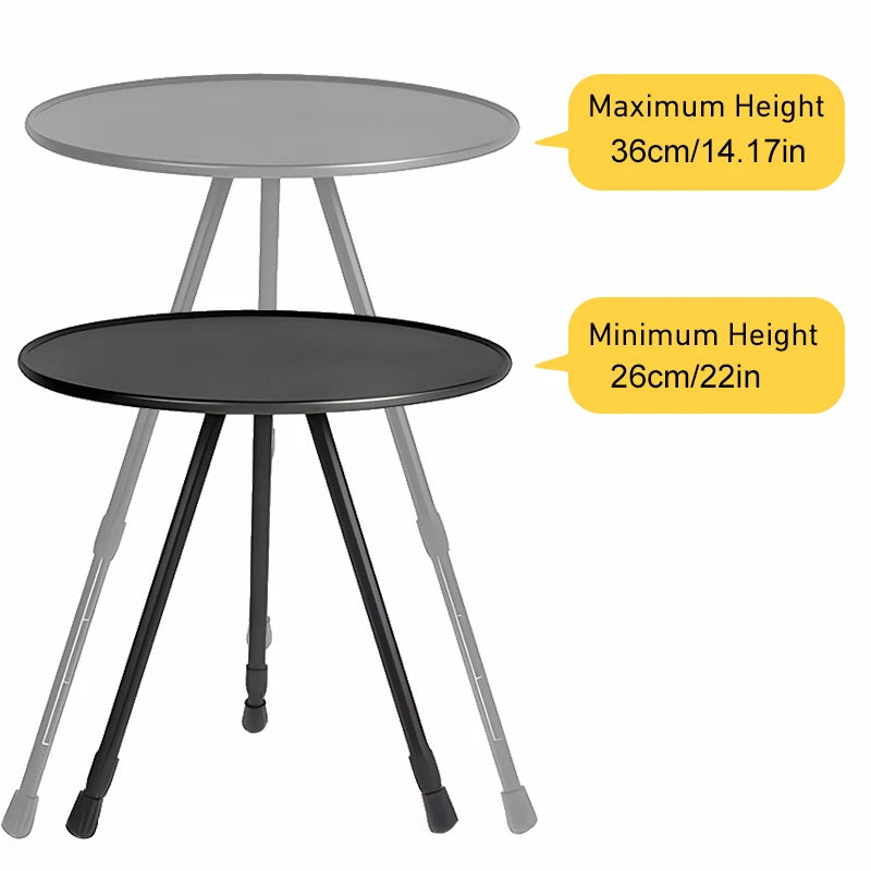 Round Folding Camping Table 2-Pack — 14.5 in (37 cm) Ultralight Portable Adjustable Height with Mesh Storage Bag for Camping, Picnic & Indoor