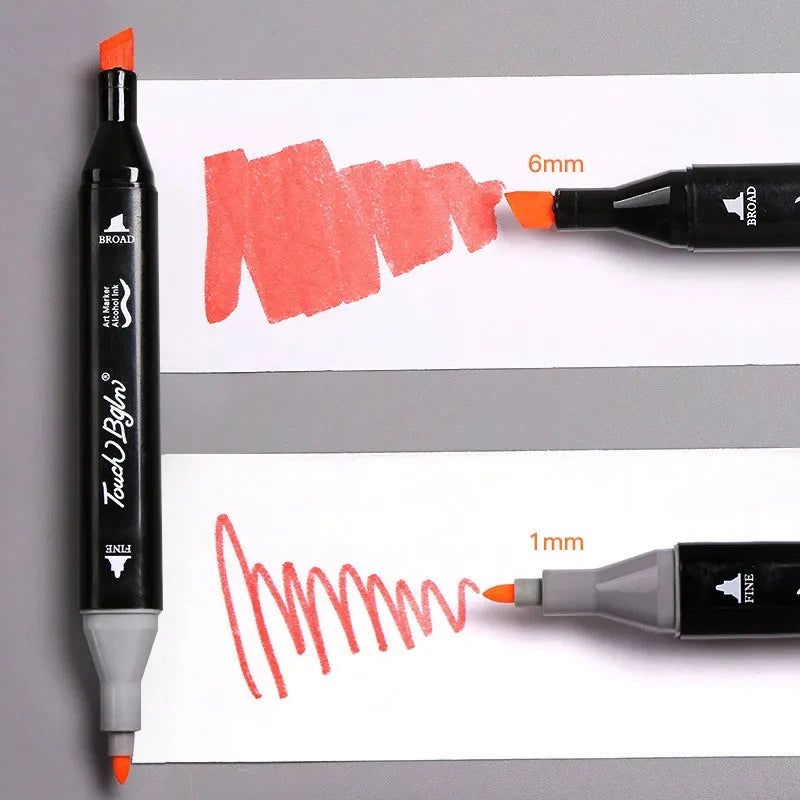 Dual-Tip Art Marker Set 24/36/48/60/80 Colors, 1mm Fine & 6mm Brush Water-Based Markers for Drawing Manga Coloring